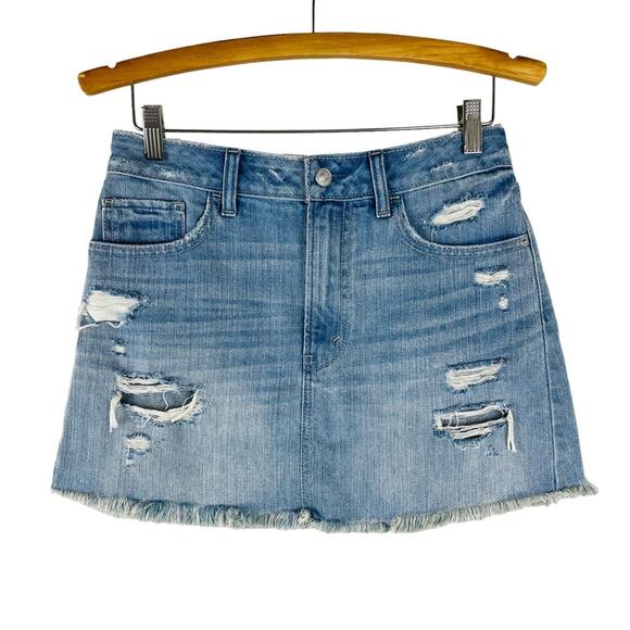 Abercrombie & Fitch Dresses & Skirts - Abercrombie & Fitch blue distressed fringe mini denim jean skirt 2